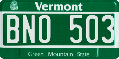 VT license plate BNO503