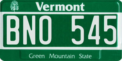 VT license plate BNO545