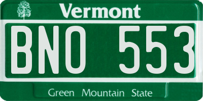 VT license plate BNO553