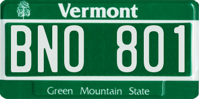 VT license plate BNO801