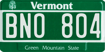 VT license plate BNO804
