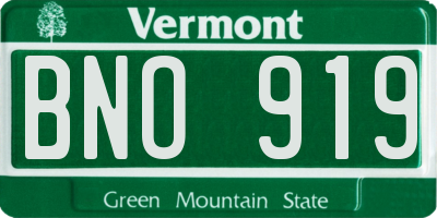 VT license plate BNO919