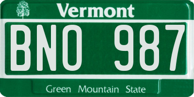 VT license plate BNO987