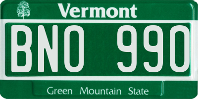 VT license plate BNO990