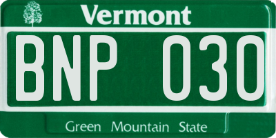 VT license plate BNP030