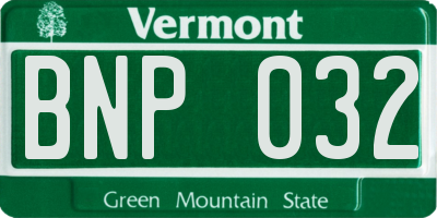 VT license plate BNP032