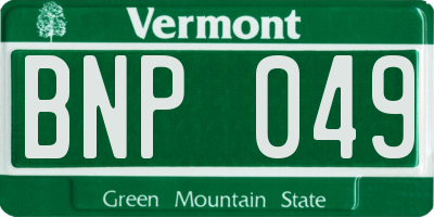 VT license plate BNP049