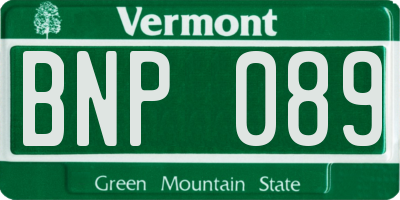 VT license plate BNP089