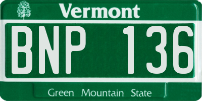 VT license plate BNP136