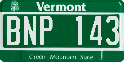 VT license plate BNP143