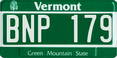 VT license plate BNP179