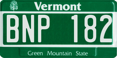 VT license plate BNP182