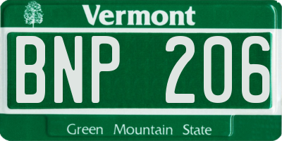 VT license plate BNP206