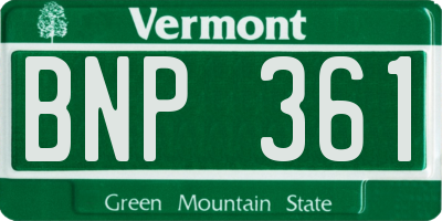 VT license plate BNP361