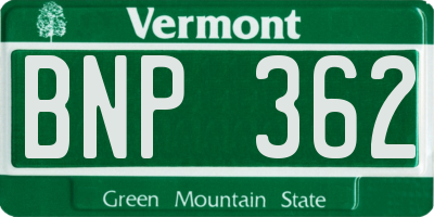 VT license plate BNP362