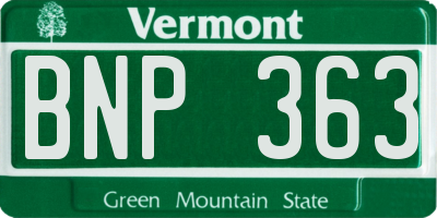 VT license plate BNP363