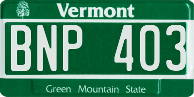 VT license plate BNP403
