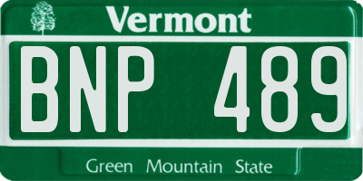 VT license plate BNP489