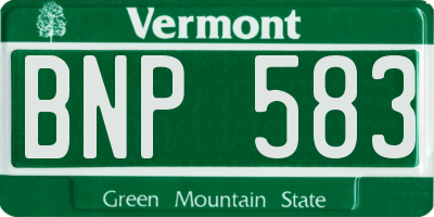 VT license plate BNP583
