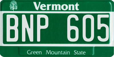 VT license plate BNP605