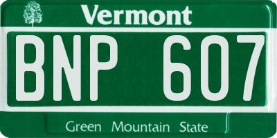 VT license plate BNP607
