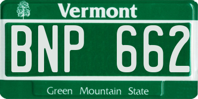 VT license plate BNP662