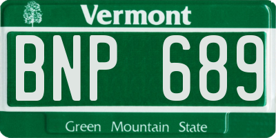 VT license plate BNP689
