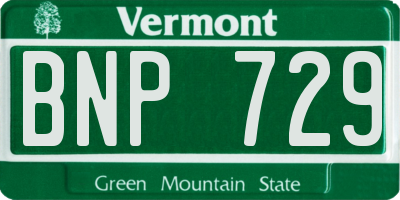 VT license plate BNP729