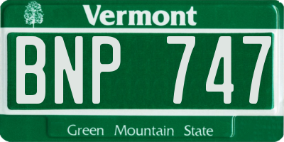 VT license plate BNP747