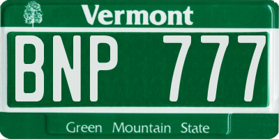 VT license plate BNP777