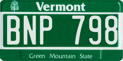 VT license plate BNP798