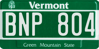 VT license plate BNP804