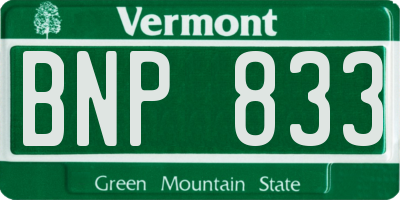 VT license plate BNP833