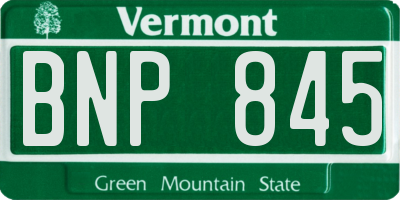 VT license plate BNP845