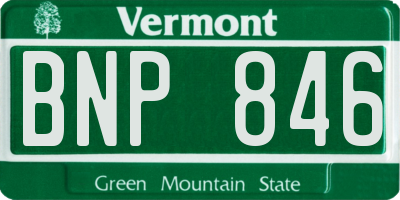 VT license plate BNP846