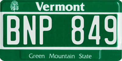 VT license plate BNP849