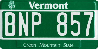 VT license plate BNP857