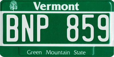 VT license plate BNP859