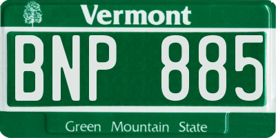 VT license plate BNP885