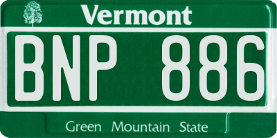 VT license plate BNP886