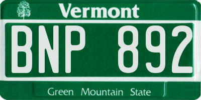 VT license plate BNP892