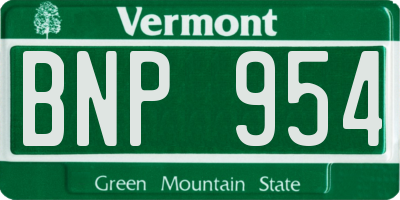 VT license plate BNP954