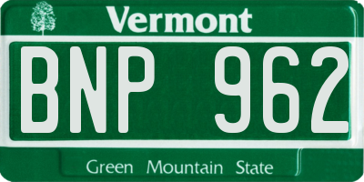 VT license plate BNP962