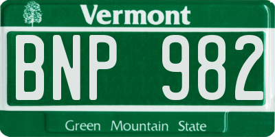 VT license plate BNP982