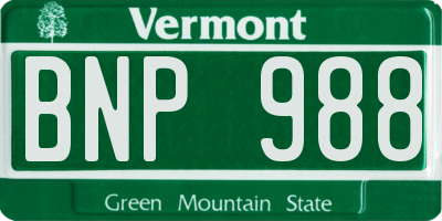 VT license plate BNP988