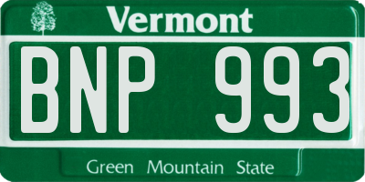 VT license plate BNP993