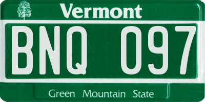 VT license plate BNQ097