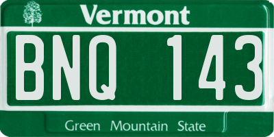 VT license plate BNQ143