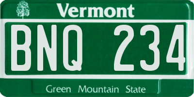 VT license plate BNQ234