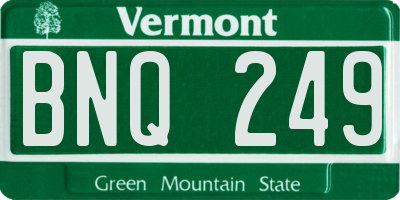 VT license plate BNQ249